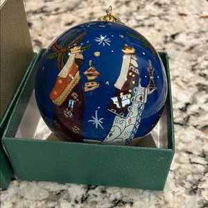 Pier 1 Blue and Gold Holiday Ornament